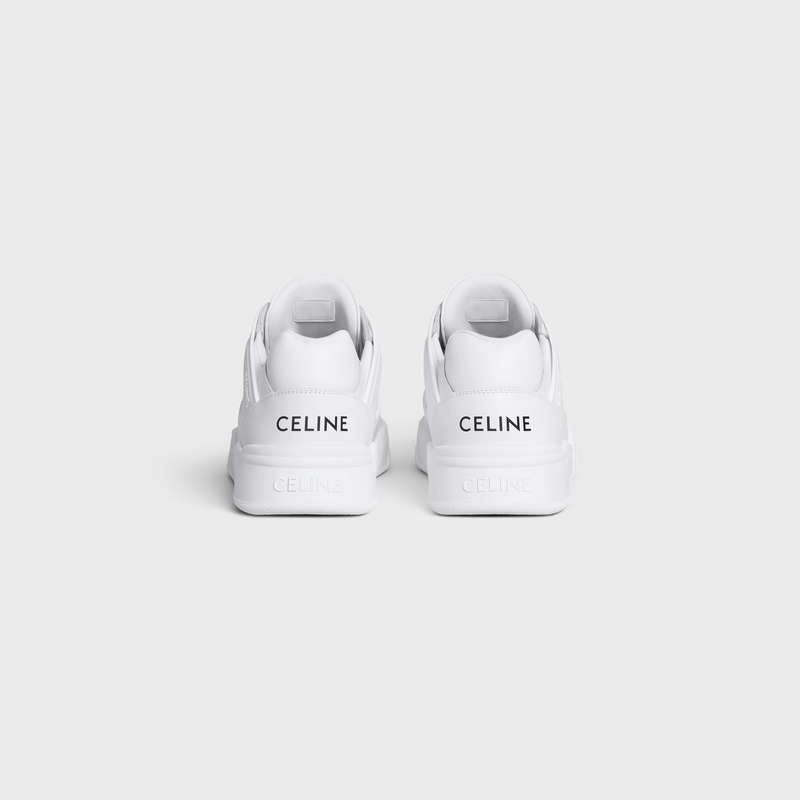 Optic White Celine C07 TRAINER LOW LACE-UP in CALFSKIN Sneakers | CL-591900