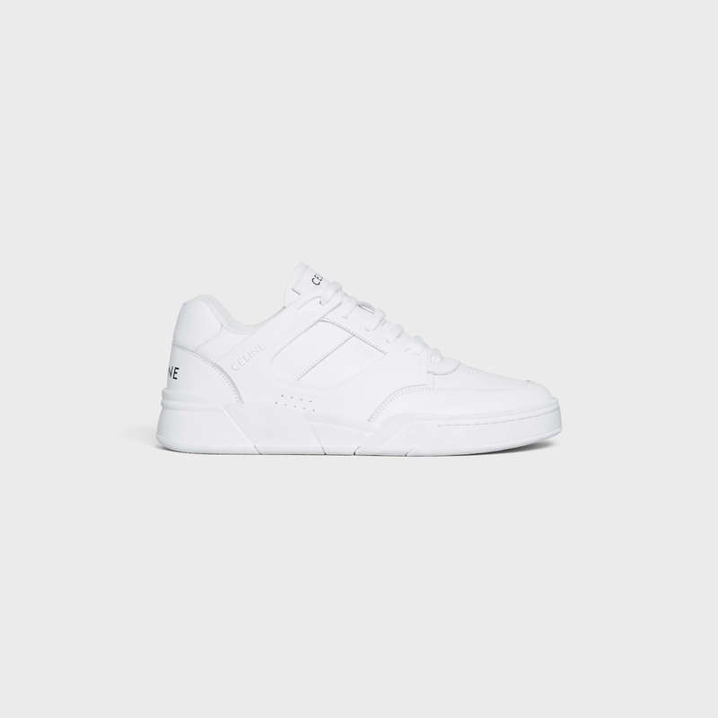 Optic White Celine C07 TRAINER LOW LACE-UP in CALFSKIN Sneakers | CL-591900