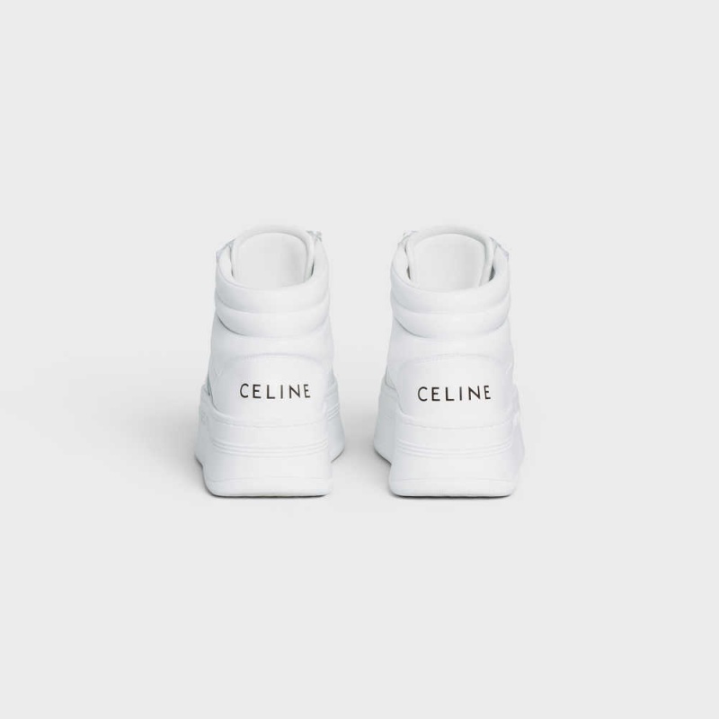 Optic White Celine MID BLOCK SNEAKERS WITH VELCRO AND WEDGE in CALFSKIN Sneakers | CL-592545