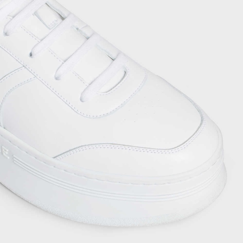 Optic White Celine MID BLOCK SNEAKERS WITH VELCRO AND WEDGE in CALFSKIN Sneakers | CL-592545