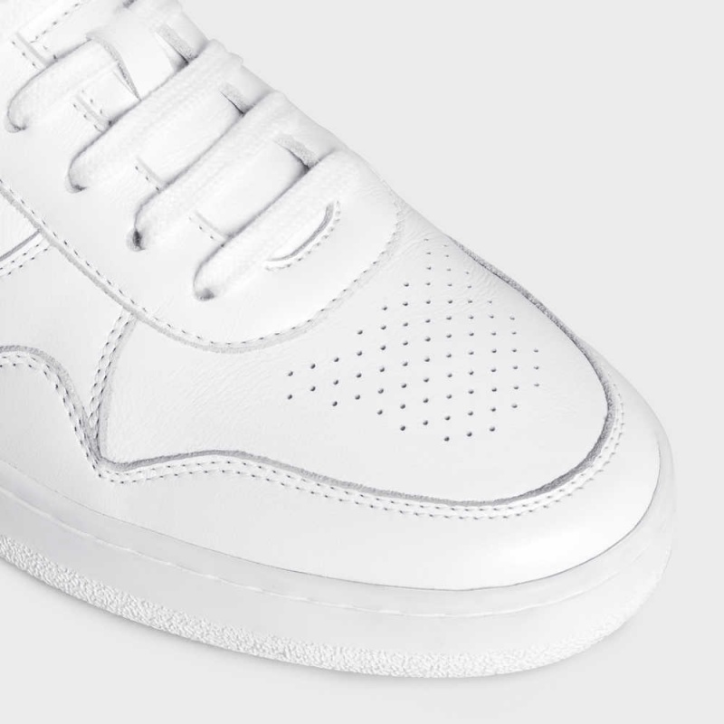 Optic White Celine TRAINER LOW LACE-UP in CALFSKIN Sneakers | CL-592551