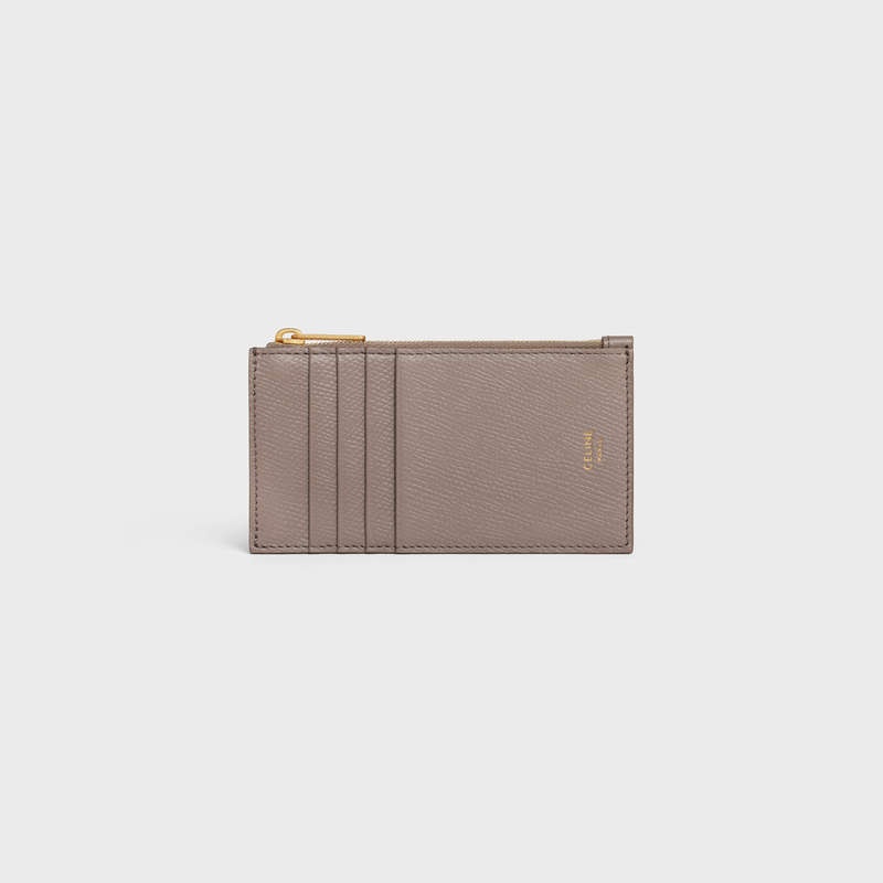 Pebble Celine ZIPPED COMPACT ESSENTIALS in Grained Calfskin Card Holders | CL-591811