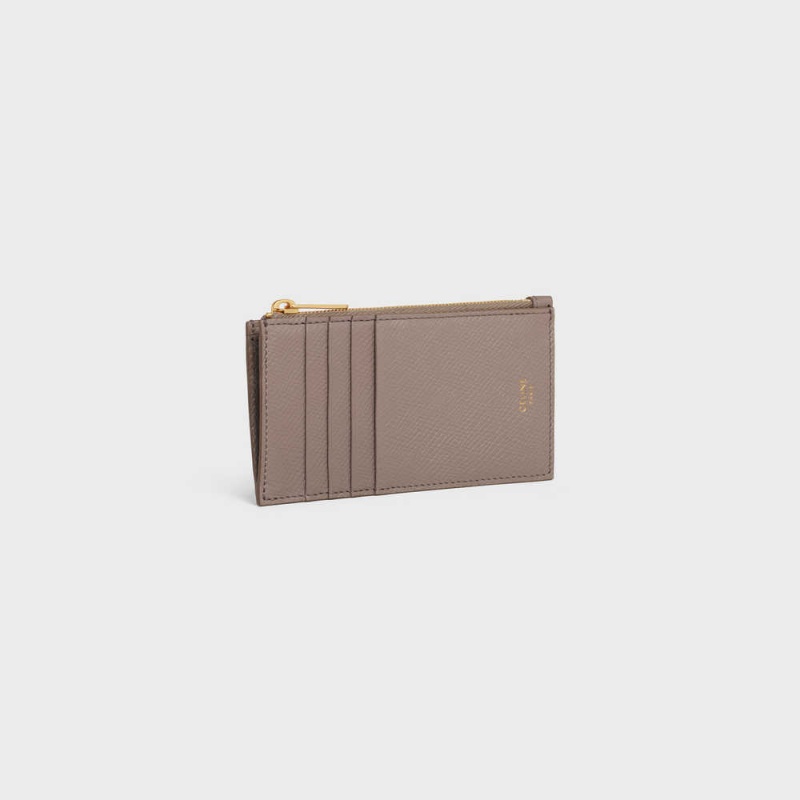 Pebble Celine ZIPPED COMPACT ESSENTIALS Grained Calfskin Card Holders | CL-592963