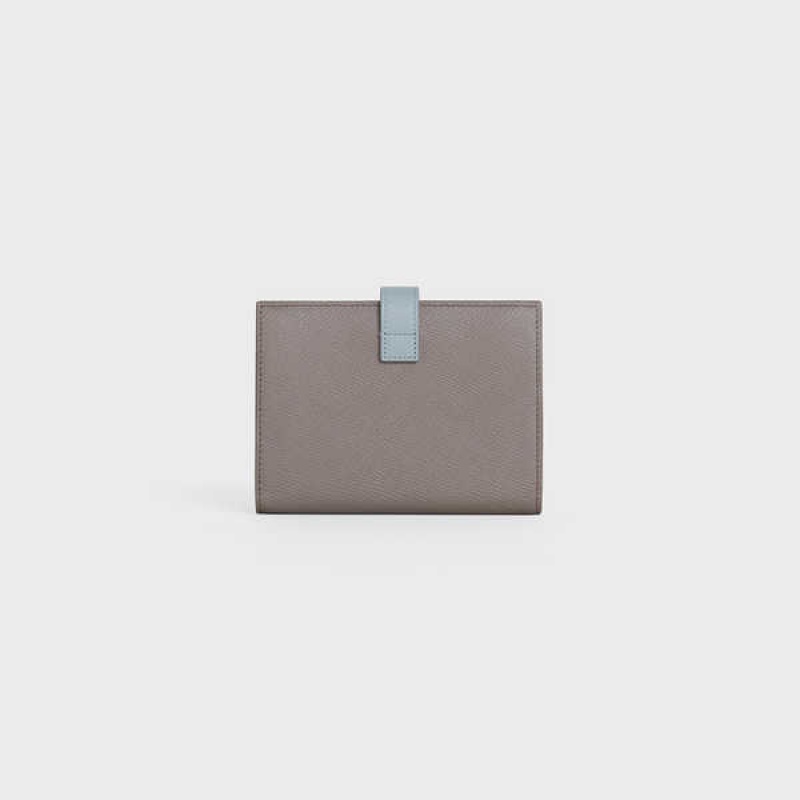 Pebble/ Mineral Celine Medium strap in Bicolour Grained Calfskin Wallets | CL-592991