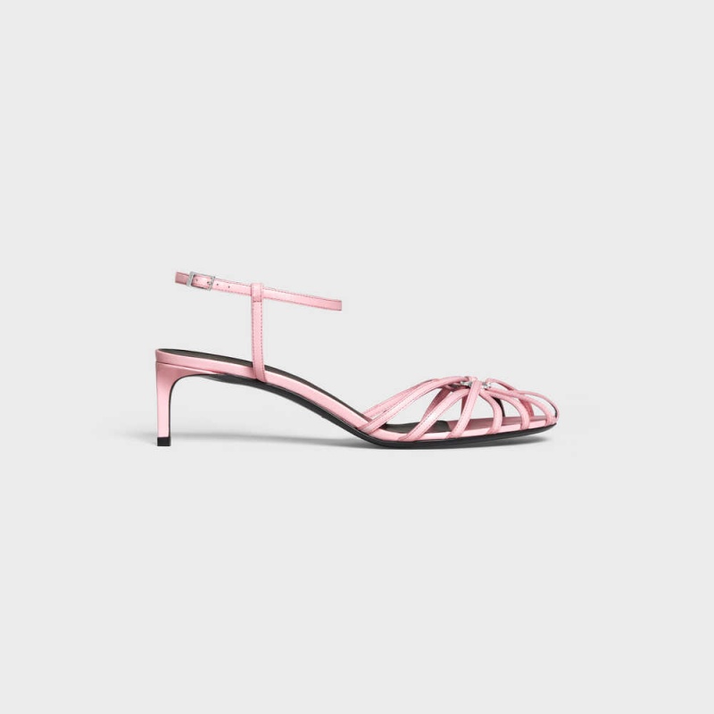 Pink Celine TRIOMPHE in KIDSKIN SILVER FINISHING Sandals | CL-592603