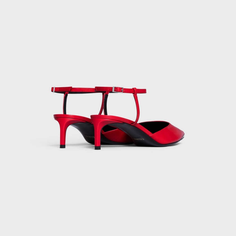 Pop Red Celine KITTEN WITH METAL TOE in KIDSKIN Pumps | CL-592566