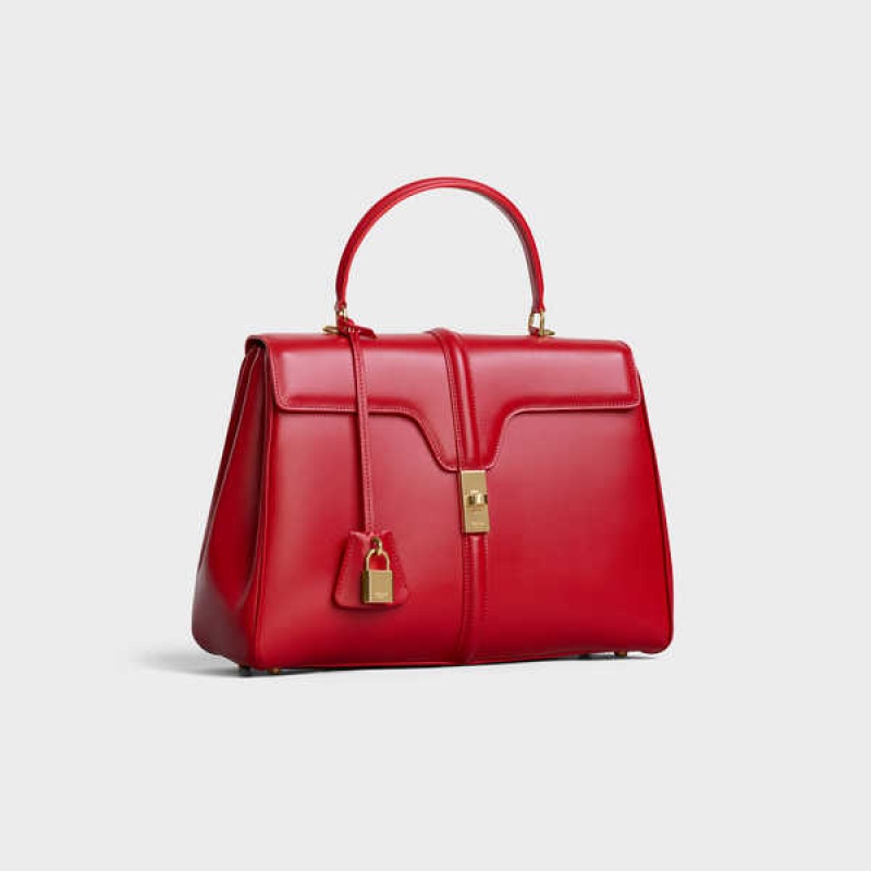 Red Celine Classique Bag in satinated calfskin 16 | CL-593280