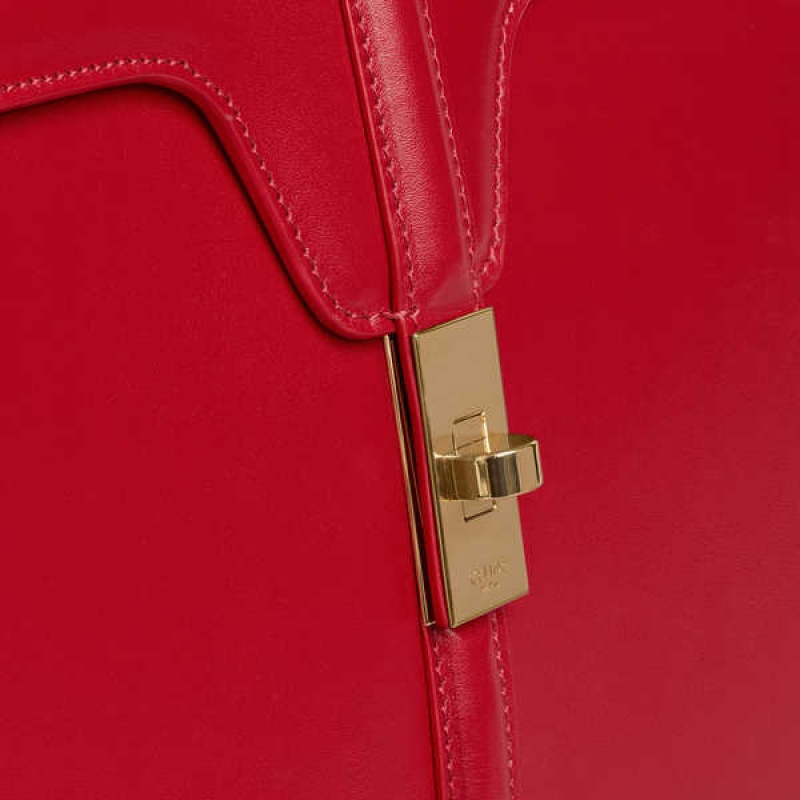 Red Celine Classique Bag in satinated calfskin 16 | CL-593280