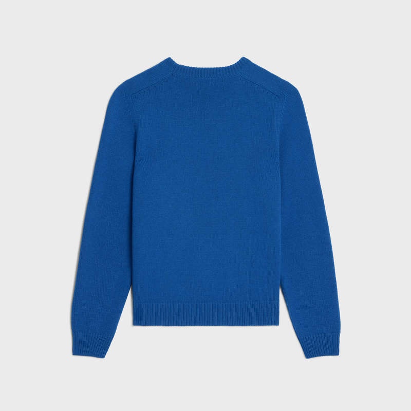 Royal Blue Celine triomphe crew neck in cashmere wool Knitwear | CL-592097