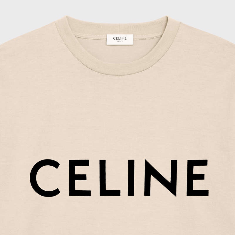 STONE BEIGE / BLACK Celine LOOSE IN COTTON JERSEY T-shirts | CL-592138