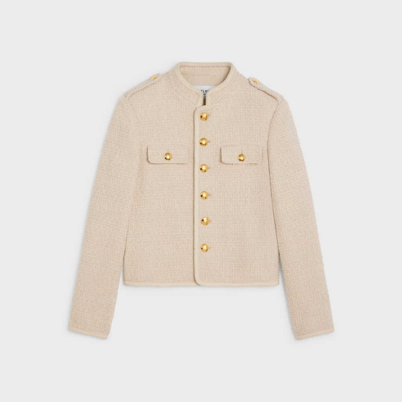 Sable blanc Celine Alluré in bouclette natté Jackets | CL-592641