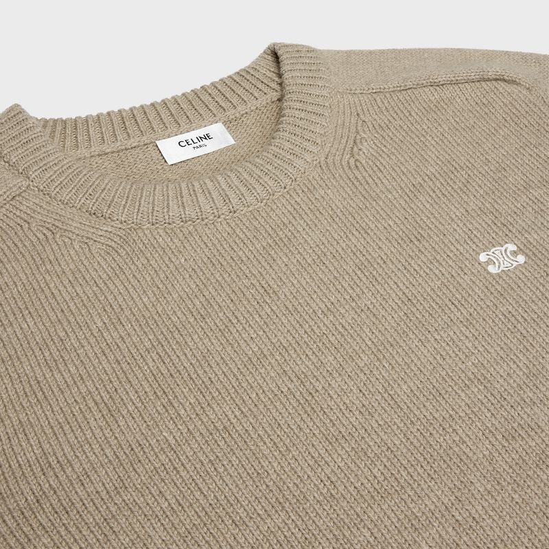 Sand Celine triomphe crew neck in wool and cashmere Knitwear | CL-592099