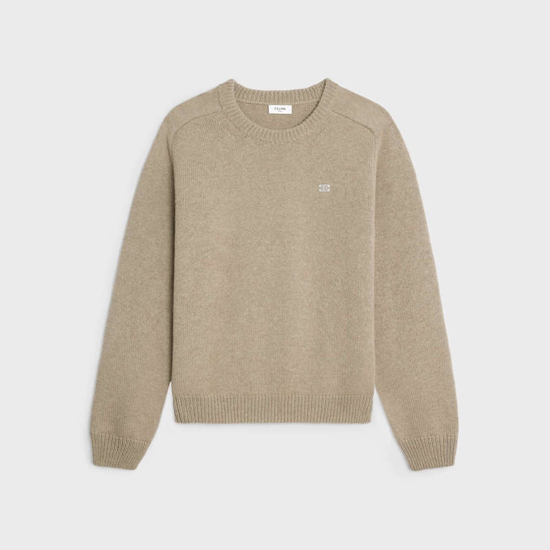 Sand Celine triomphe crew neck in wool and cashmere Knitwear | CL-592099