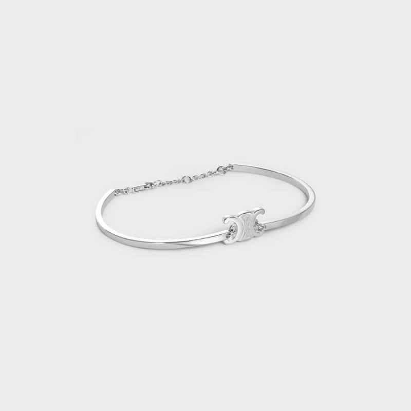 Silver Celine Triomphe Articulated in Brass with Rhodium Finish Bracelets | CL-592210