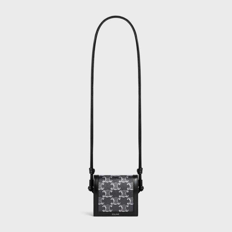 Silver / Black Celine NEKCLACE in Triomphe Canvas and calfskin Wallets | CL-591792