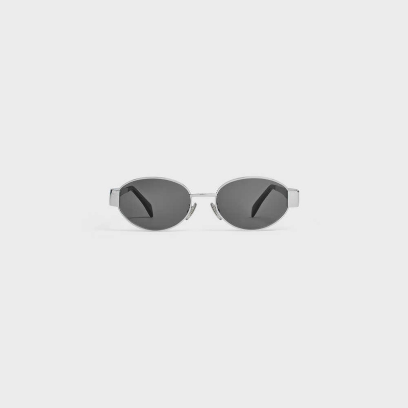 Silver / Smoke Celine Triomphe Metal 01 in Metal Sunglasses | CL-592400