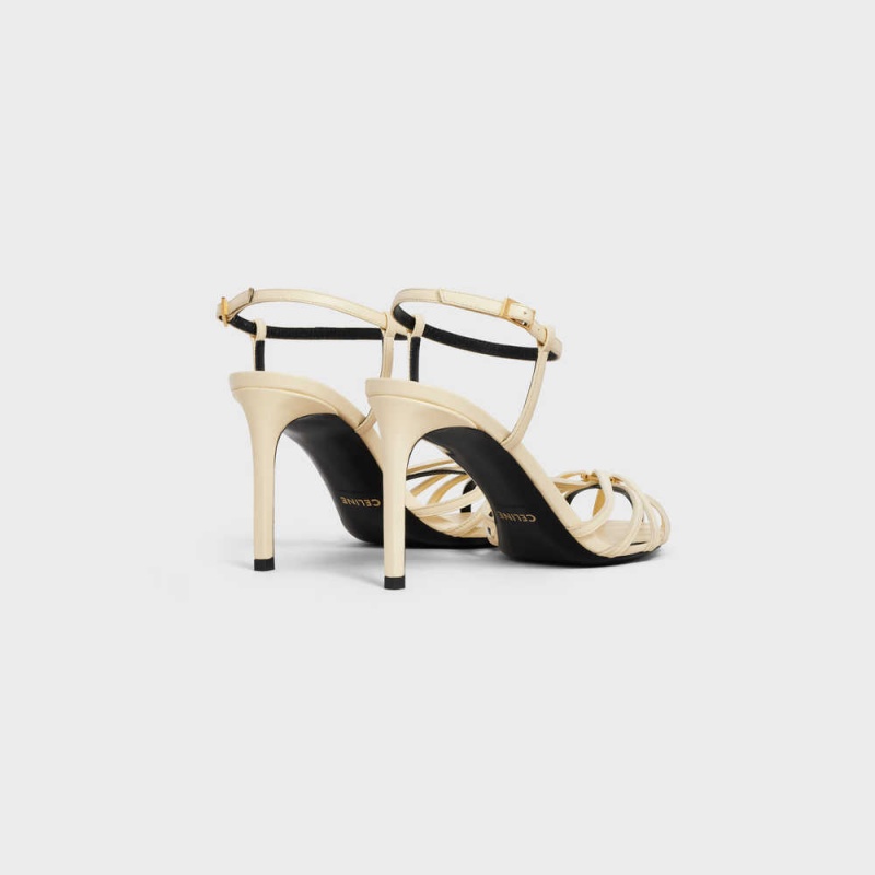 Soft Yellow Celine TRIOMPHE in CALFSKIN Sandals | CL-592600