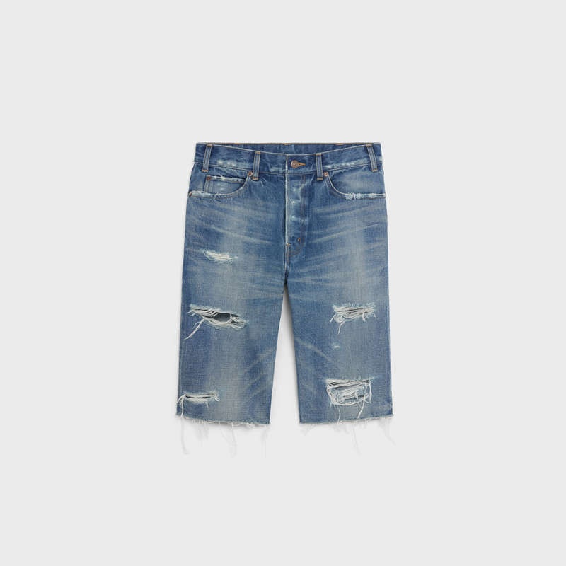 THRASH WASH Celine KURT THRASH WASH DENIM SHORTS Shorts | CL-592069