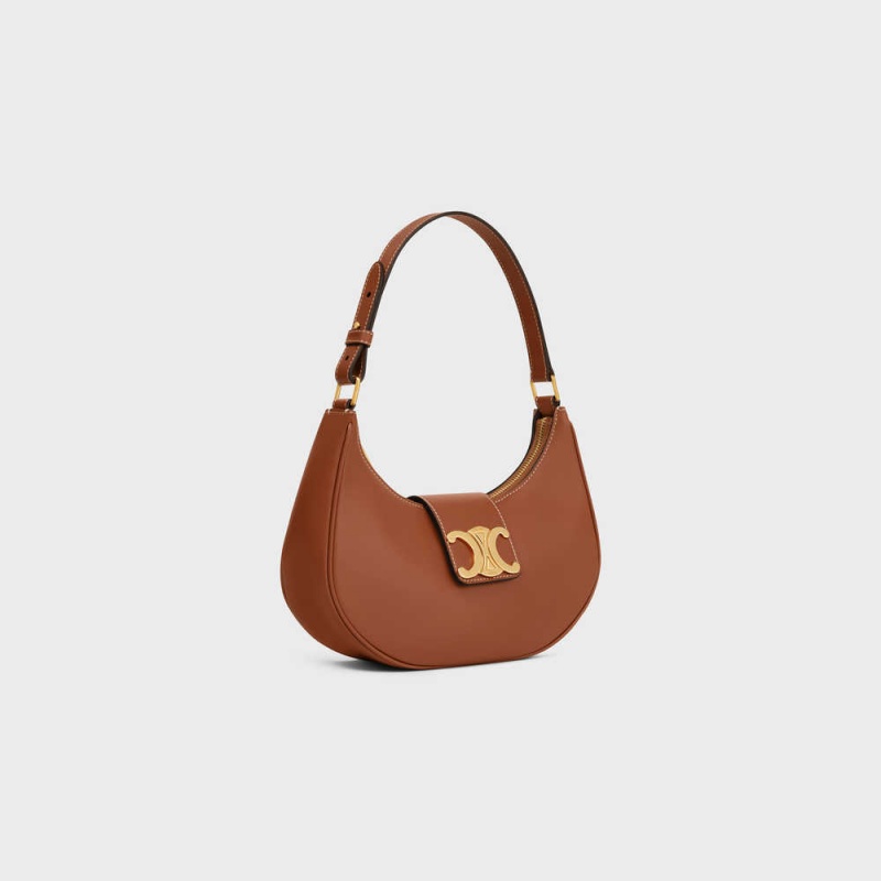 Tan Celine Ava Soft Bag in Smooth Calfskin Triomphe | CL-593172