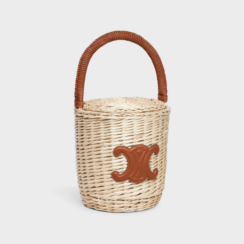 Tan Celine Basket in Wicker and calfskin Panier | CL-593068