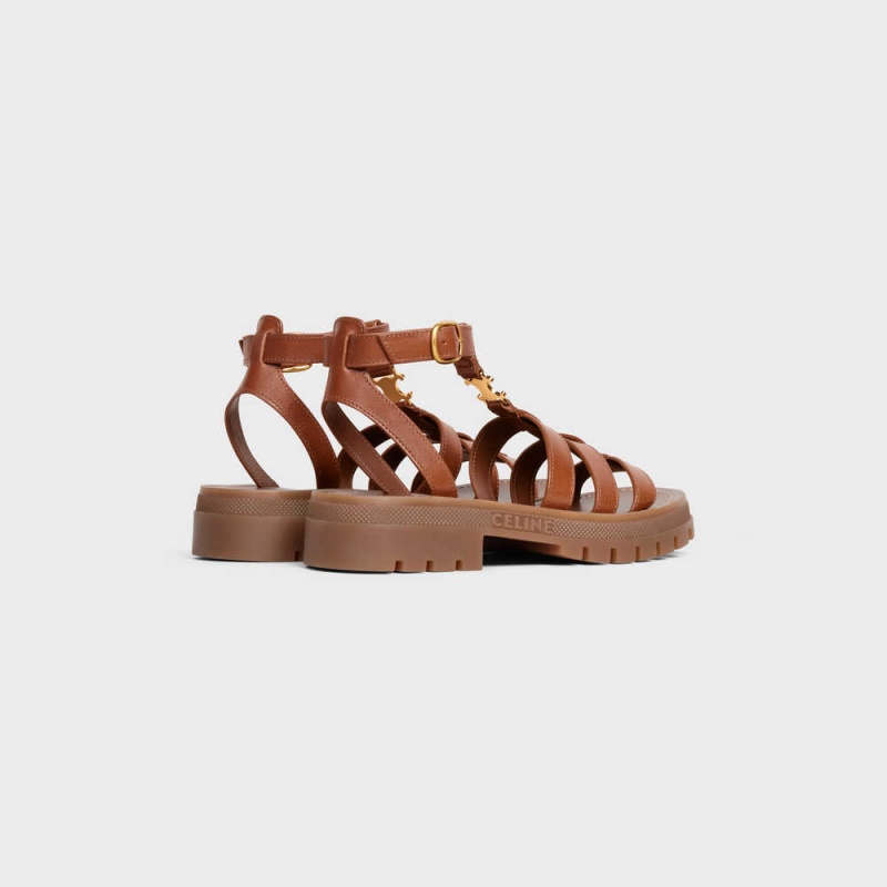 Tan Celine CLEA TRIOMPHE GLADIATOR CHUNKY in CALFSKIN - VEGETAL TANNING Sandals | CL-592574