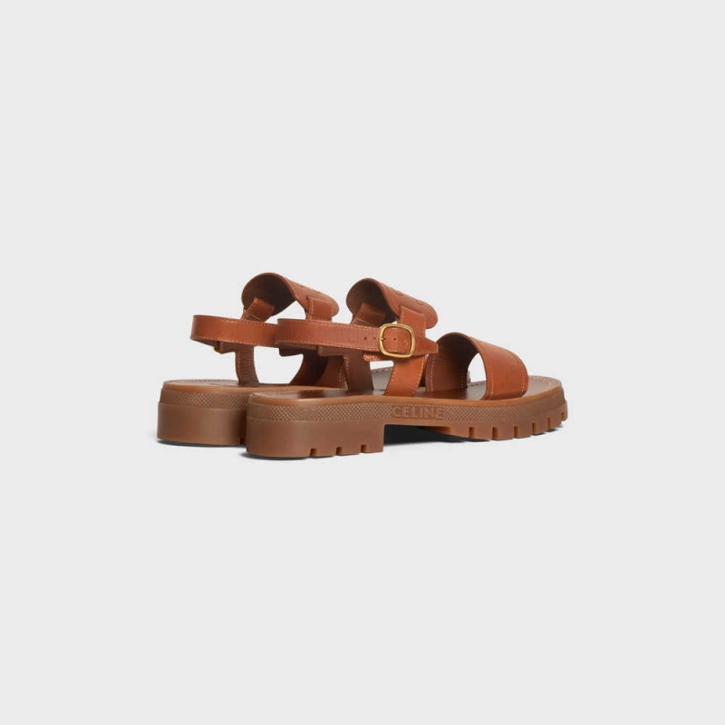 Tan Celine CLEA TRIOMPHE in CALFSKIN - VEGETAL TANNING Sandals | CL-592570