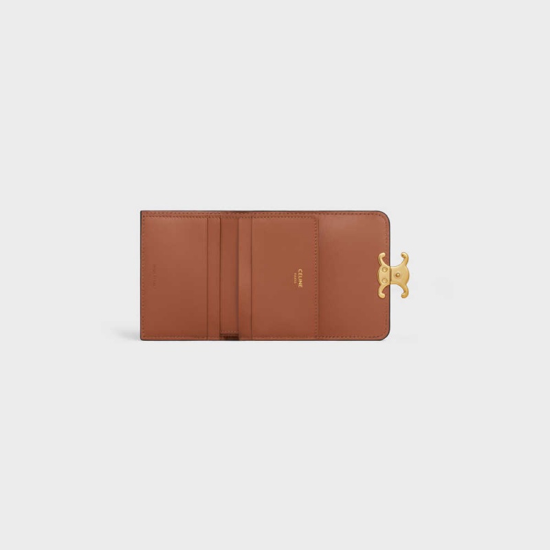 Tan Celine COMPACT WITH COIN TRIOMPHE in triomphe canvas Wallets | CL-592980