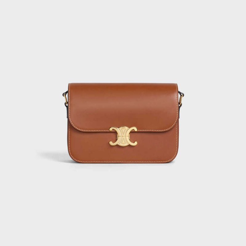 Tan Celine Classique Bag in natural calfskin Triomphe | CL-593184