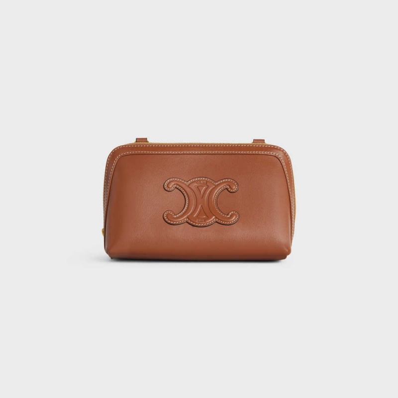 Tan Celine Clutch on Chain Cuir triomphe in smooth calfskin Mini Bags | CL-593033