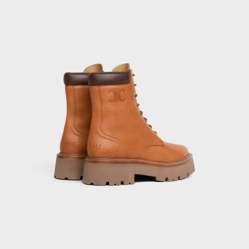 Tan Celine LACE-UP WITH TRIOMPHE BULKY in CALFSKIN Boots | CL-592509