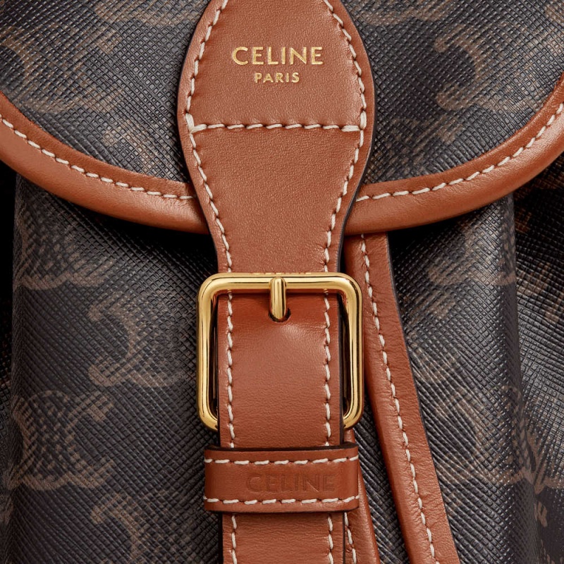 Tan Celine MINI BACKPACK FOLCO in and calfskin Triomphe Canvas | CL-593141