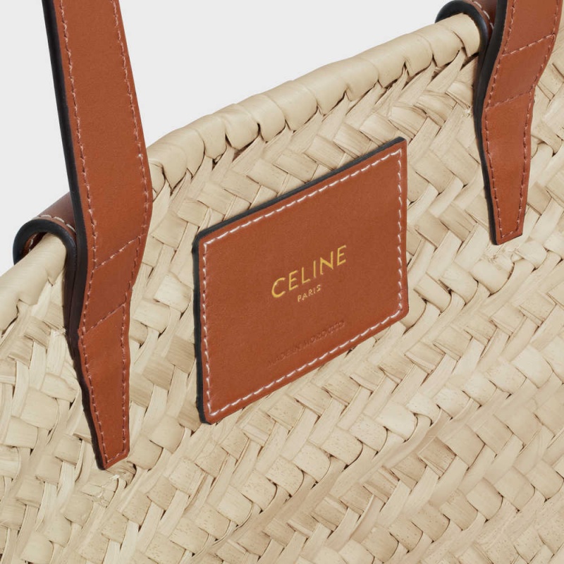 Tan Celine Medium Triomphe Classic in palm leaves and Calfskin Panier | CL-593069