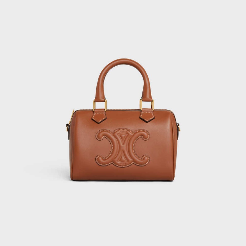 Tan Celine SMALL BOSTON in Smooth Calfskin Cuir Triomphe | CL-593149