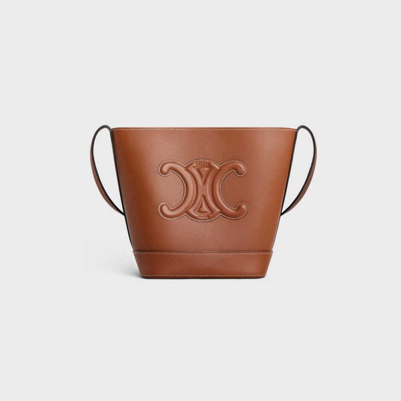 Tan Celine SMALL BUCKET in Smooth Calfskin Cuir Triomphe | CL-593146