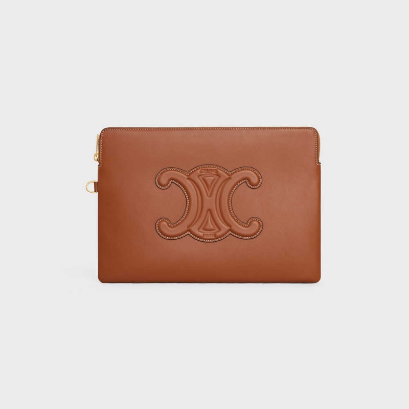 Tan Celine STRAP CUIR TRIOMPHE IN SMOOTH CALFSKIN Pouch | CL-592885