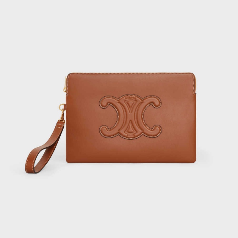 Tan Celine STRAP CUIR TRIOMPHE IN SMOOTH CALFSKIN Pouch | CL-592885