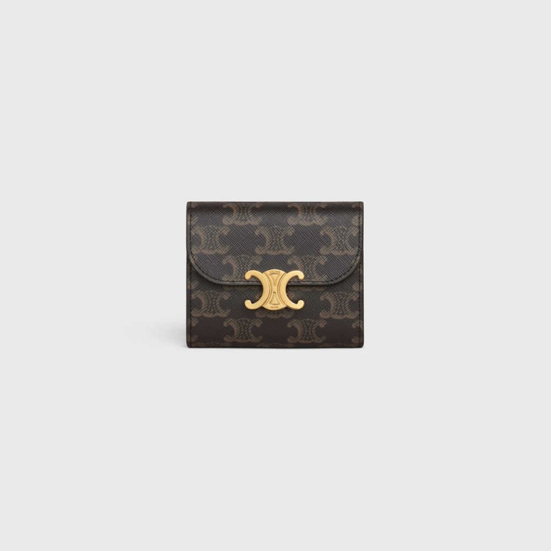 Tan Celine Small TRIOMPHE in Triomphe Canvas Wallets | CL-592977