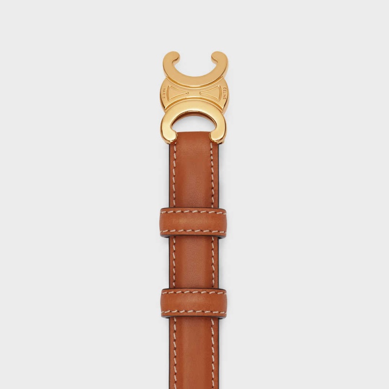 Tan Celine Small Triomphe in Natural Calfskin Belts | CL-592466