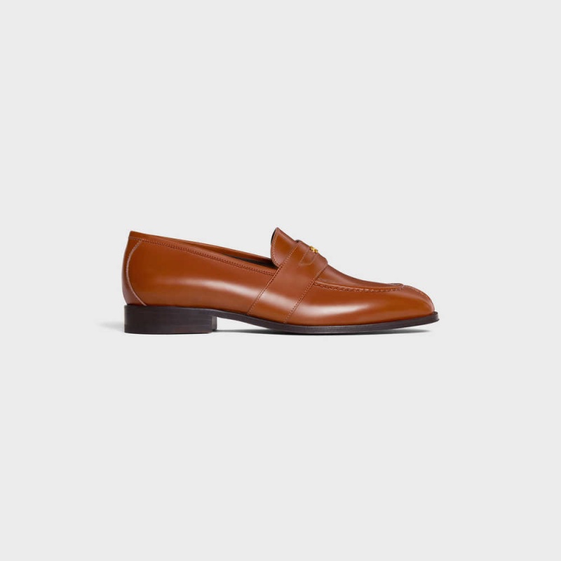 Tan Celine TRIOMPHE MALAQUAIS in POLISHED BULLSKIN Loafers | CL-592531