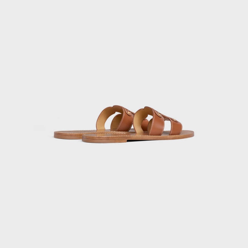 Tan Celine TRIOMPHE MULE in CALFSKIN Sandals | CL-592583