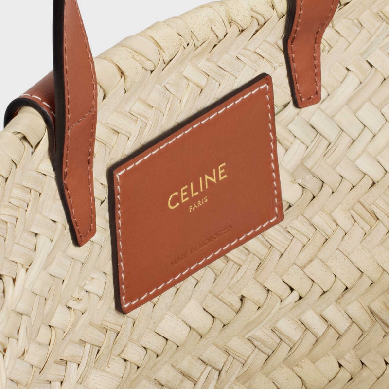 Tan Celine Teen Triomphe Classic in Palm leaves and Calfskin Panier | CL-593072