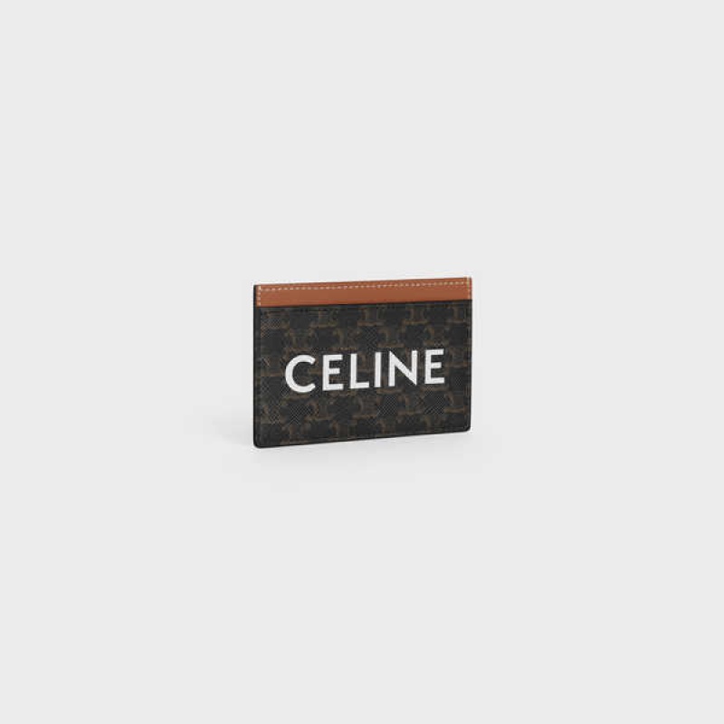 Tan Celine Triomphe canvas with Print Card Holders | CL-592959