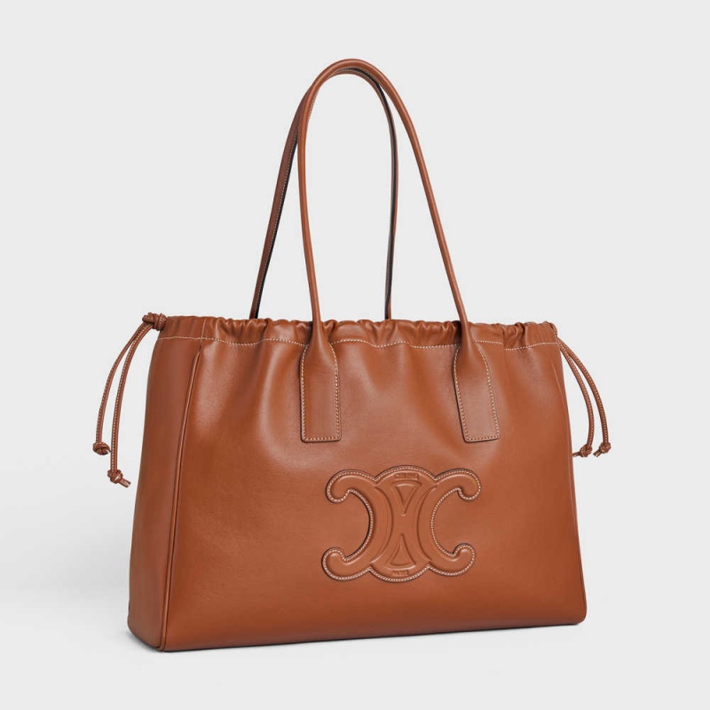 Tan Celine cabas drawstring in Smooth Calfskin Cuir Triomphe | CL-593153