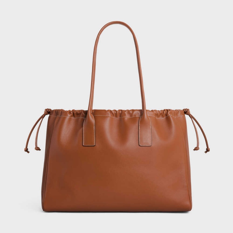 Tan Celine cabas drawstring in Smooth Calfskin Cuir Triomphe | CL-593153