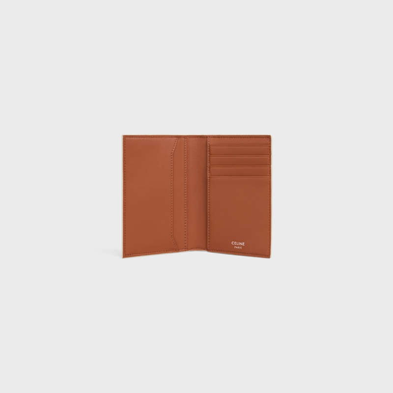 Tan / Ecru Celine VERTICAL in Triomphe Canvas Card Holders | CL-591815