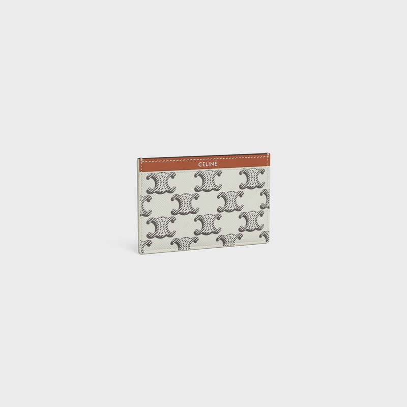 Tan / Ecru Celine in Triomphe canvas and calfskin Card Holders | CL-591803