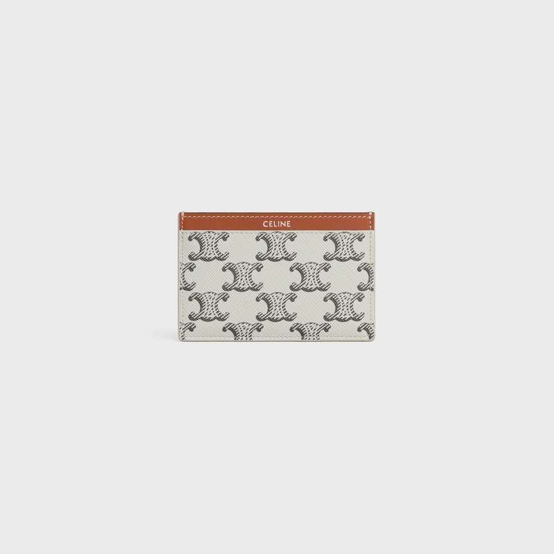 Tan / Ecru Celine in Triomphe canvas and calfskin Card Holders | CL-591803