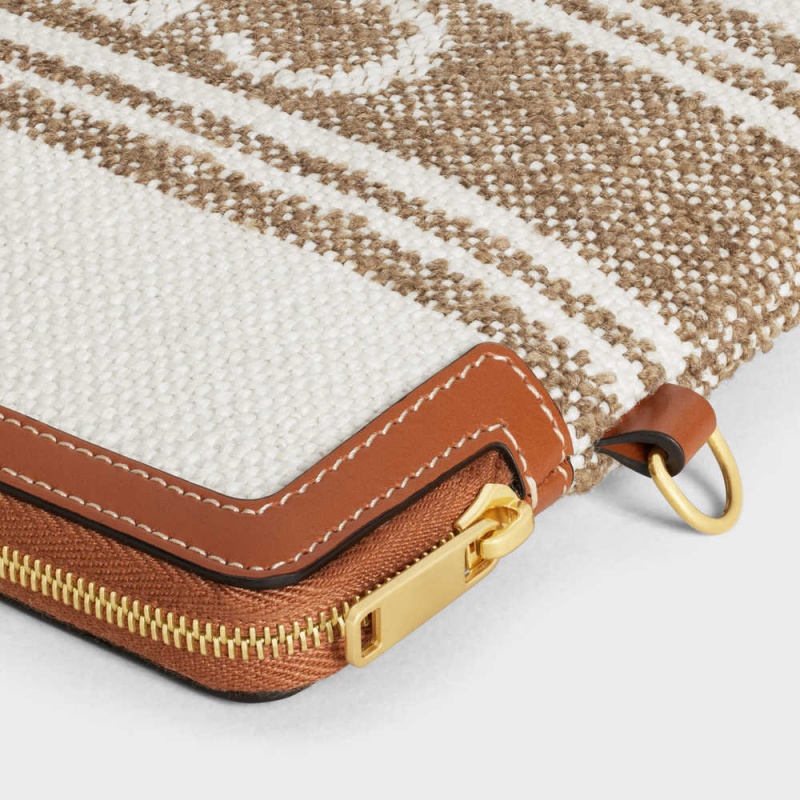 Tobacco / Tan Celine STRAP in STRIPED TEXTILE with celine JACQUARD Pouch | CL-592887