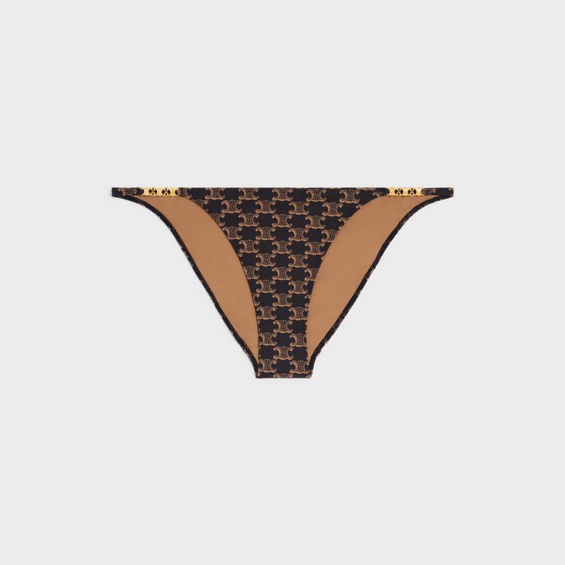 Toffee / Brown Celine bottom in matte monogram jersey Swimwear | CL-592767