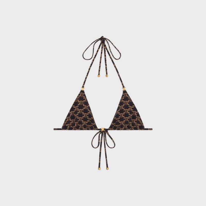 Toffee / Brown Celine triomphe triangle in matte jersey Lingerie | CL-592765